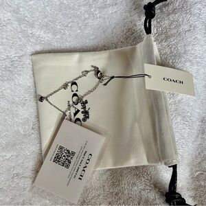 Coach Silver Adjustable Chain Charm Bracelet  NWT